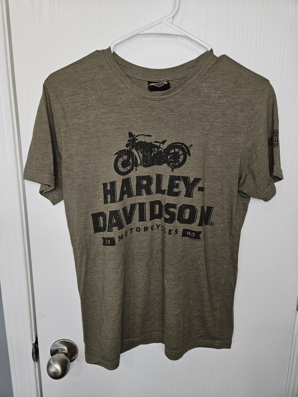 Harley-Davidson Olive Green Motorcycle Logo Short Sleeve Tee